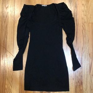 NWOT Black bodycon dress with rouching